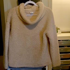 Fuzzy cowl neck sweater
